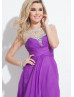 Beaded Keyhole Back Short Chiffon Prom Dress 